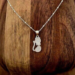 Sterling Silver Cat Silhouette Necklace – Delicate & Whimsical 🐱✨